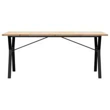 vidaXL Table à manger cadre en Y 180x90x75,5 cm bois pin massif acier - Tabac - Voir 4