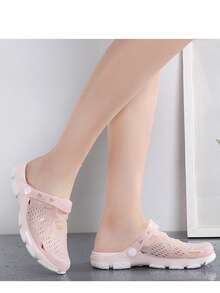 2026 Women Sandals Hollow Slip-On Mules Breathable Closed Toe Beach Shoes - Apricot - View 8