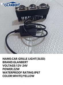 GLANBERT Ultra Bright Grille Driving Lights, Mini Projector Fog Lights, Suitable For Car/Truck/Off-Road/UTV/ATV/Motorcycle, Super Thin LED Light Bar, High/Low Beam Switching, White/Yellow Light - A - Xem 11