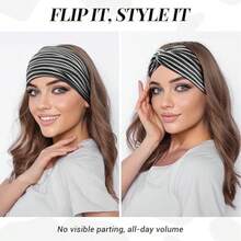 Stretchy Wide-Banded Criss-Cross Headband, Comfortable & Sweat-Absorbent, Multiple Patterns Available, Unisex, Suitable For Daily, Sports, Outdoor & Home Use - Multicolor - View 5