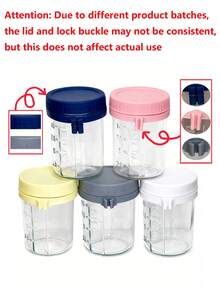 1个带盖带勺子的密封玻璃早餐杯，便携式燕麦片/牛奶/沙拉/酸奶杯 - 彩色 - 查看 13