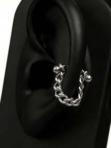 1PC Spike Ear Piercing Helix Piercing Earring Curved Bar With Chain Stainless Steel Ear Stud Ear Stack Cartilage 16G Gauge Body Piercing Punk Style