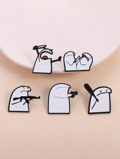 5pcs Cartoon Character Enamel Pins, Cute Lapel Pins, Decorative Pins For Backpack, Gift For Friends