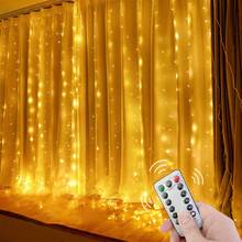 Luces de cortina de hadas con LED, luces decorativas interiores, alimentadas por USB, con control remoto, 8 modos de iluminación, adecuadas para el Día de San Valentín, Eid, Navidad, Día de la Madre, Pascua, dormitorio, fiesta, decoración de boda - guirnaldas de luces LED USB para cortinas - Ver 3