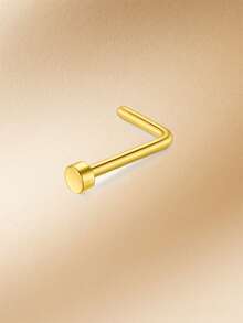 CIZME 1 pieza Anillo de nariz con forma de L chapado en oro de 18K, 20G, joyería de piercing de nariz con pendiente de circonita cúbica para fiesta de Ramadán - Dorado - Ver 18