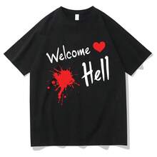 Camiseta de esqueleto púrpura cromada, camisetas de hip hop de la banda fantasma, camiseta de verano de manga corta para mujeres, cuello redondo, ropa de calle pesada mental - Negro - Ver 10