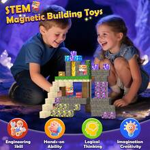 300pcs Magnetic Building Blocks, Magnetic Stacking Cube Toys, Suitable For Children To Build Desert Railway World, STEM Educational Toys, Sensory-Montessori-Autism-Magnetic Toys, Great Christmas Birthday Gift For Boys And Girls - Multicolor - View 4
