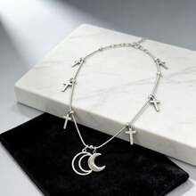 1件套开斋节时尚休闲月亮十字架吊坠项链，适合女性日常佩戴、新娘婚礼派对、节日礼物