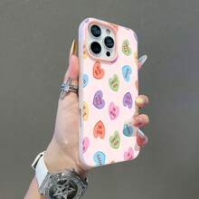 Funda para teléfono con diseño de dulces de colores y mensajes de amor. Compatible con fundas para teléfonos ,  17,  16 Pro Max,  15 Pro Max,  13 y  12. Fabricada en TPU, ofrece protección contra golpes y caídas. Un regalo ideal para familiares, amigos, parejas, novios/novias y para San Valentín. - Rosa - Ver 4
