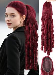 Tóc đuôi ngựa xoăn thời trang 20 inch có dây rút - Tóc giả đuôi ngựa xoăn kiểu La Mã - Tóc giả sợi tổng hợp chịu nhiệt - Thích hợp cho phụ nữ sử dụng hàng ngày, ngày lễ và tiệc tùng - Nhiều màu - Xem 9