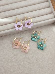 LADYCOCO 3/15 Pairs Fashionable & Cute Hollow Pendant Earrings, Suitable For Women's Dating, Party And Daily Wear - Multicolor - View 13