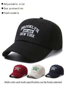 1pc Wine Red Oversized Brim Sun-Shading Fashionable Versatile Baseball Cap - Burgundy - View 3