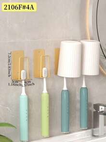 2/4pcs Wall Mounted Toothbrush Holder And Cup Set, Drill-Free Bathroom Toothbrush Organizer Rack, Electric Toothbrush Stand, Suitable For Bathroom, Black/White/Gold