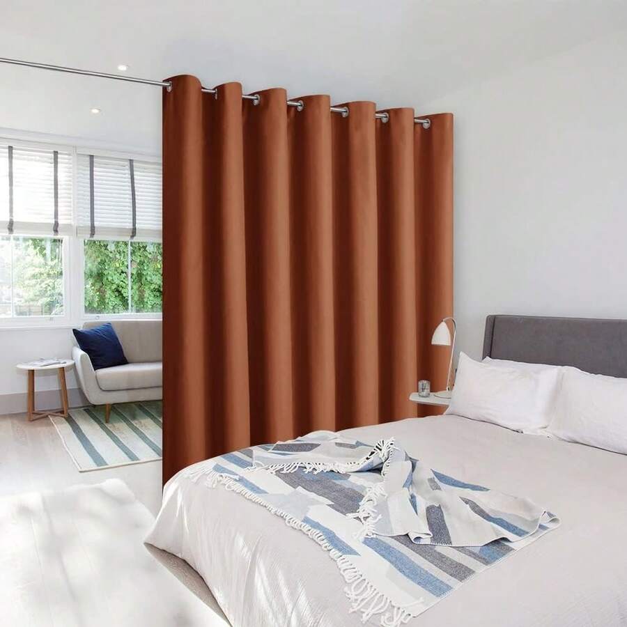 Patio Door Curtain Sound Blocking, Bedroom Privacy Room Divider Curtain Screen Partitions, Thermal Insulated Blackout Closet Sliding Door Curtain (1 Panel, 8.3ft Wide By 7ft Long, Gray) - Burnt Orange - View 1