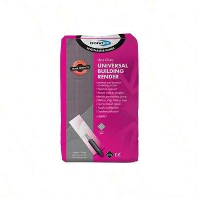 Bond It Universal Building Render One Coat Pre-Mixed Sand Lime Cement Grey 25kg