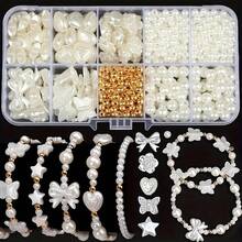 800pcs DIY Accessory Material Kit, Complete Set Of Beads, Pearls, Bracelet, Jewelry Making Supplies - White - View 1