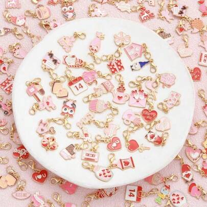 Bộ 20 móc khóa chủ đề Ngày Valentine | Mặt dây chuyền hợp kim hình trái tim Cupid và bó hoa, được phối ngẫu nhiên và rất đẹp mắt | Bộ quà tặng tinh tế, thích hợp làm quà tặng ngày lễ và đồ dùng cho tiệc tùng.