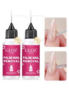 GLOZ 20毫升精准卸甲水，适用于假指甲，多用途卸甲水，温和卸除凝胶美甲，不含丙酮