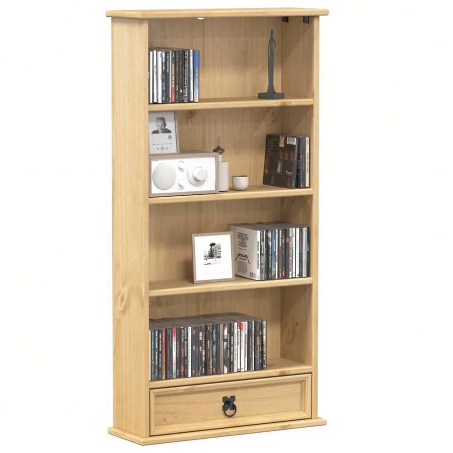 vidaXL Armario con CD  52x17,5x103 cm madera de pin macizo - Marrón - Ver 1