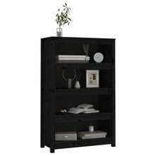 vidaXL Bibliothèque Noir 80x35x126 cm Bois de pin massif - Noir - Voir 4
