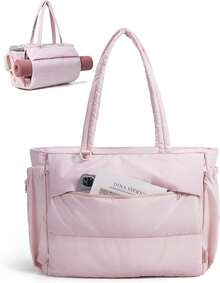 ¡RecomendadoBAGSMART - Bolsa de mano para mujer, con múltiples bolsillos, bolsa de trabajo acolchada para viajes, gimnasio¡Top de Temporada - Rosa - Ver 12