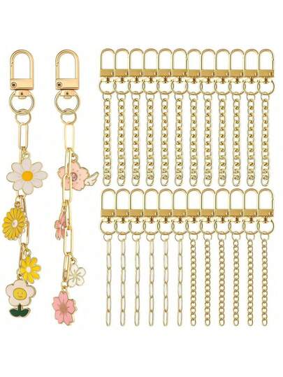 10pcs Metal Key Chain Set, DIY Handbag Key Ring Pendant Accessories, 3 Styles Available