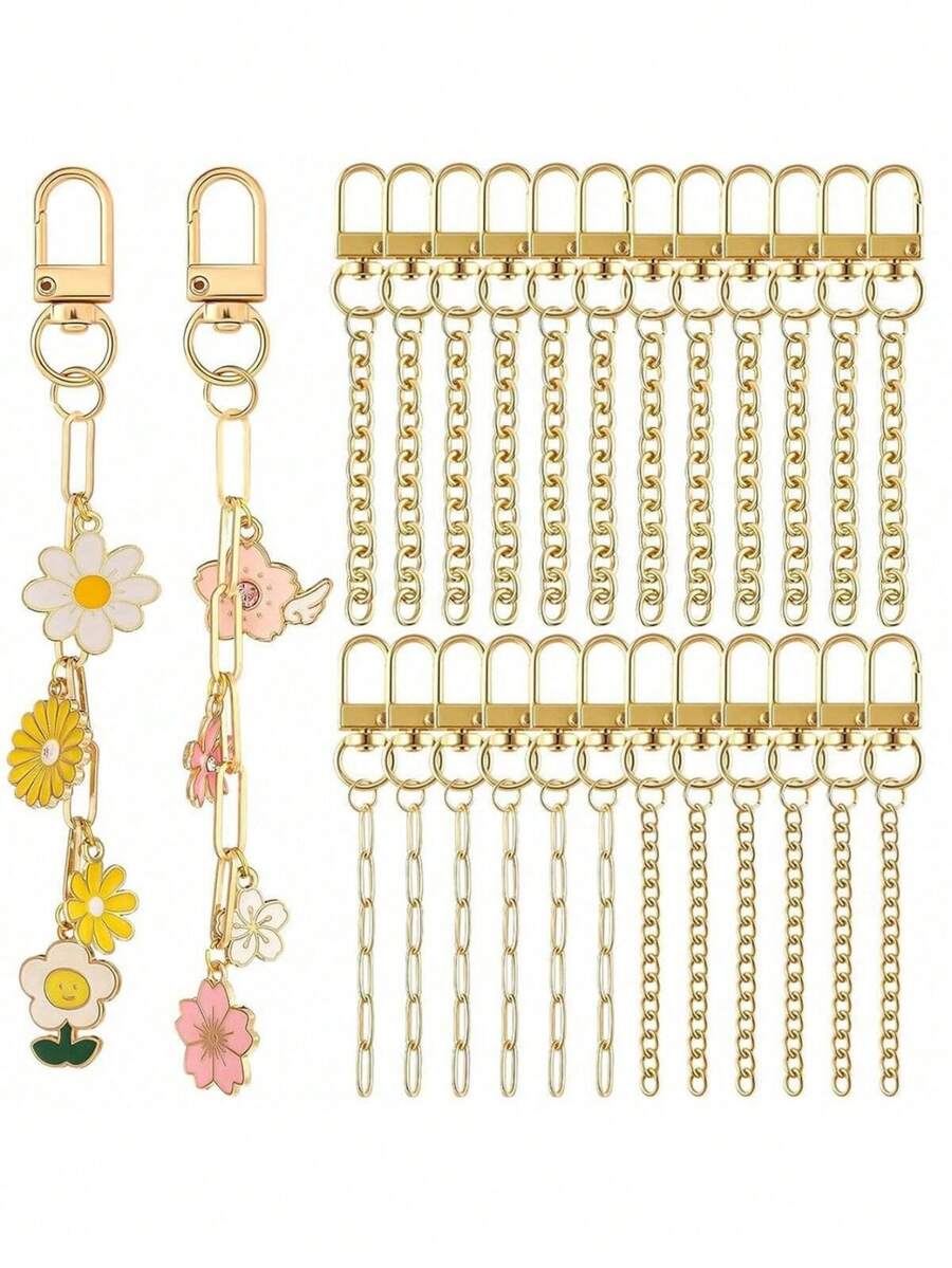 10pcs Metal Key Chain Set, DIY Handbag Key Ring Pendant Accessories, 3 Styles Available - Multicolor - View 1