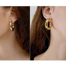 3对14K镀金女士耳环套装（15毫米/18毫米/20毫米），精致C形环耳环/时尚简约女士耳环套装，情人节女士礼物，防过敏首饰，优雅高贵 - 彩色 - 查看 9