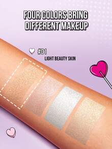 Misslyn Ultra Shimmery Highlighter, Brightens Complexion, Creates Radiant Makeup Look, Silver Glitter Highlighter, Face Brightening Highlighter, Luminous, High Color Payoff Smooth Formula, Natural Glow, Nose & Eye Contour Palette, Y2K Party & Beach Makeup - 1 Champagne Gold - View 7