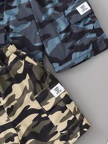 男童春夏迷彩短裤，经典迷彩图案，尽显酷炫青春气息，多口袋设计方便收纳小物件，兼具街头潮流风格，宽松版型适合春夏各种活动，舒适时尚，日常穿着或轻度运动皆宜。 - 彩色 - 查看 11