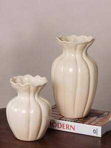 Jarrón plano con forma de O, adecuado para la decoración del dormitorio y la sala de estar - Multicolor - Ver 7