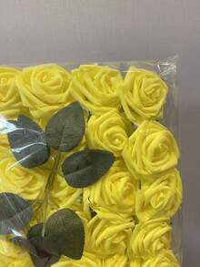 Arranjo Floral Artificial de Rosas para Decoração Doméstica, Buquê com 25 Hastes para o Dia dos Namorados - Amarelo - Visão 5