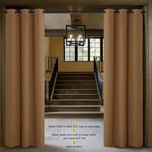 Patio Door Curtain Sound Blocking, Bedroom Privacy Room Divider Curtain Screen Partitions, Thermal Insulated Blackout Closet Sliding Door Curtain (1 Panel, 8.3ft Wide By 7ft Long, Gray) - 金棕色 - 查看 2