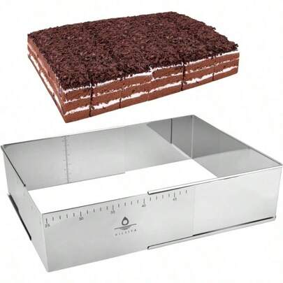 Adjustable Rectangular Cake Frame Stainless Steel Cheesecake Mould | Pastry Dessert Making Tool Tiramisu Cake Rings For Kitchen Baking, Height 10 Cm 9.8 * 7.5 * 4 INCH