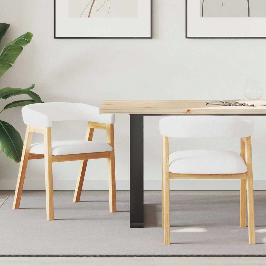 vidaXL Sedie da sala da pranzo 2 pz Naturali 54 x 57 x 73 cm - Bianco - Visualizzare 1