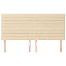 vidaXL Tête de lit Crème 200x5x118/128 cm Tissu - Beige - Voir 3