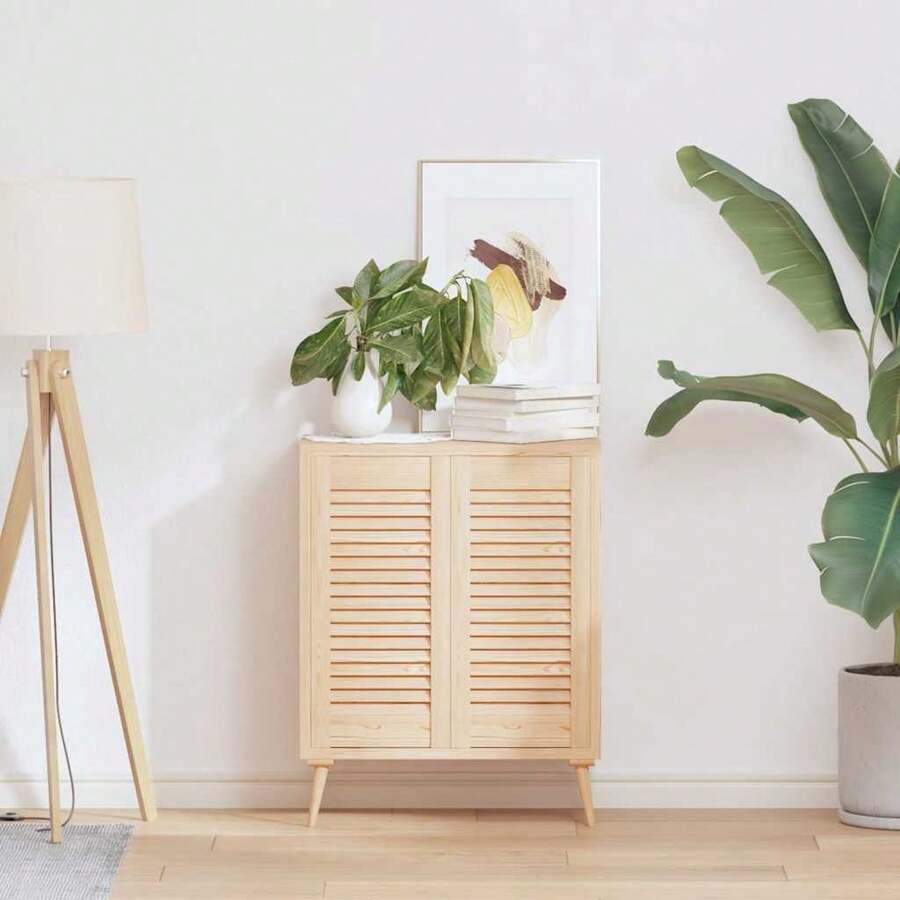 vidaXL Porte per Armadio à Persiennes 2 pz 61,5x29,5 cm Solido - Castano - Visualizzare 1