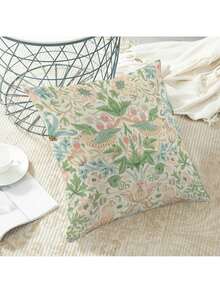 1pc 18x18 Inch Spring Chinoiserie Pillow Covers - Vintage Green Floral & Bird Design, Farmhouse Style Strawberry Accents, Polyester Fabric, Machine Washable, For Couch Or Sofa Decor, (No Insert), Decorative Pillows - phong cách1 - Xem 5