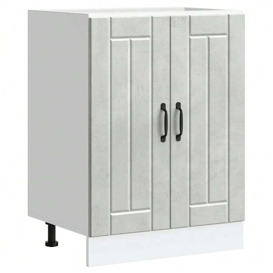 vidaXL Meuble de base de lavabo Lucca gris béton bois ingénierie - Gris - Voir 1
