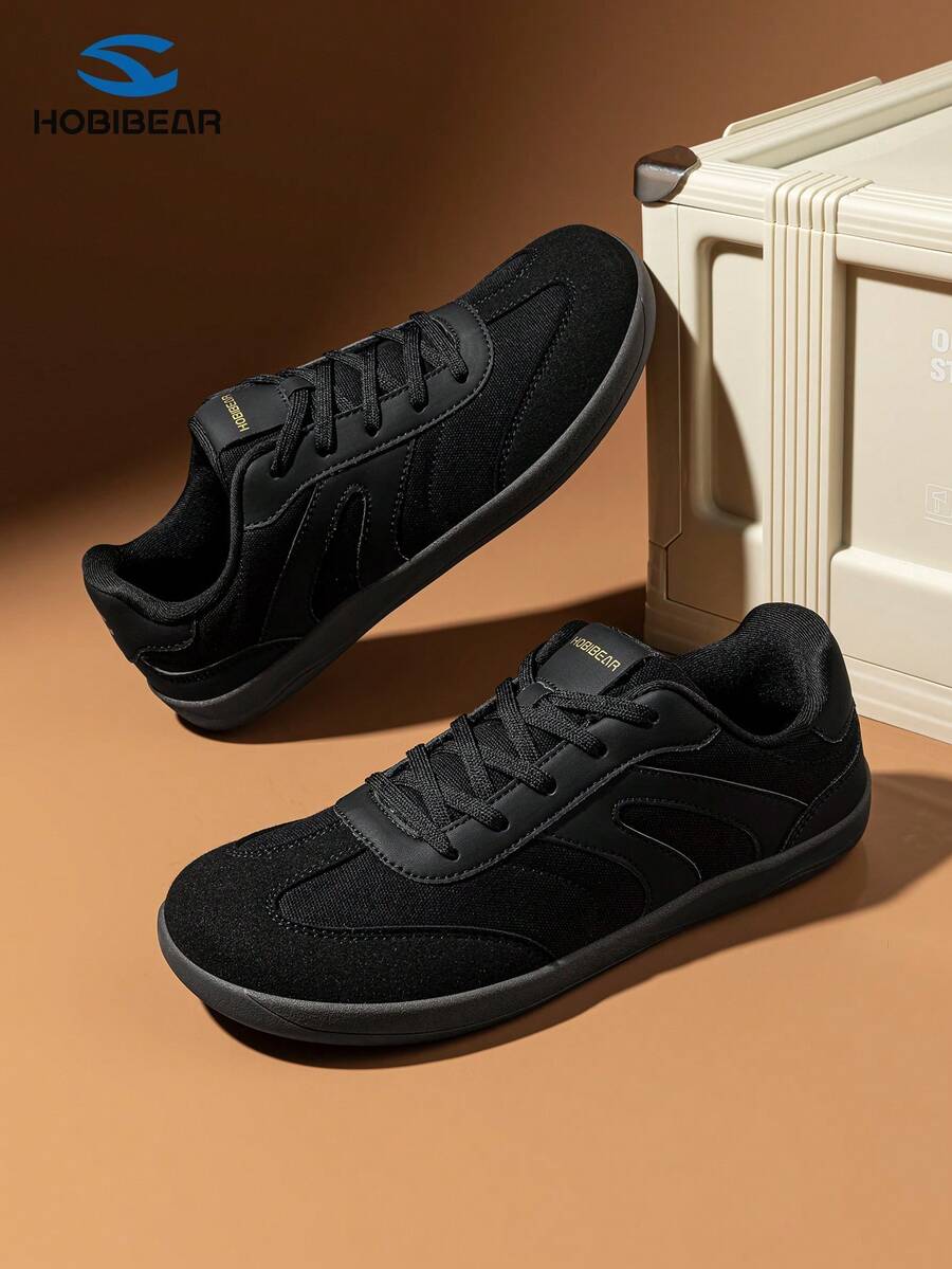 HOBIBEAR Adult Unisex Wide Toe Barefoot Shoes, Comfortable Foot Feel, Lightweight Athletic Sneakers, Soft Rubber Sole, Wide Toe Box Design, Loose Fit, Casual Walking Shoes, Outdoor Hiking Shoes, Black - Black - View 1