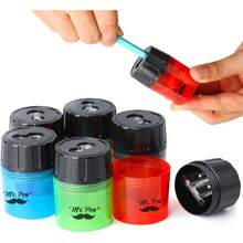 - Handheld Manual Pencil Sharpener With 2 Sharpening Holes And Screw - On Lid, Pack Of 6, Pencil Sharpeners, Colored Pencil Sharpener Manual - Green, Yellow, Blue, Pink, Black, Red + 6 Pack - View 2