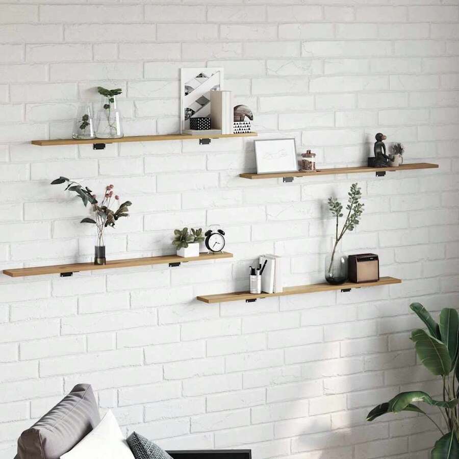 vidaXL Contenitore per libri 4 pz Marrone 100 x 10 x 1,5 cm - Castano - Visualizzare 1