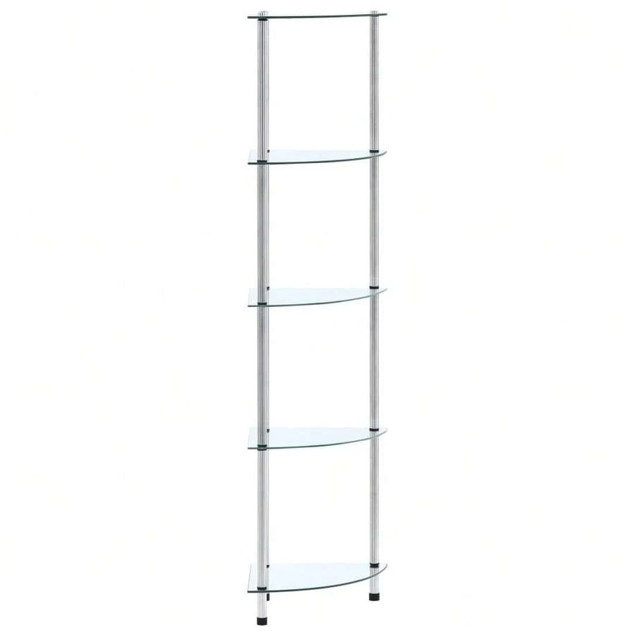 vidaXL Étagère 5 ebenex Transparent 30x30x130 cm Verre trempé - Blanc - Voir 1