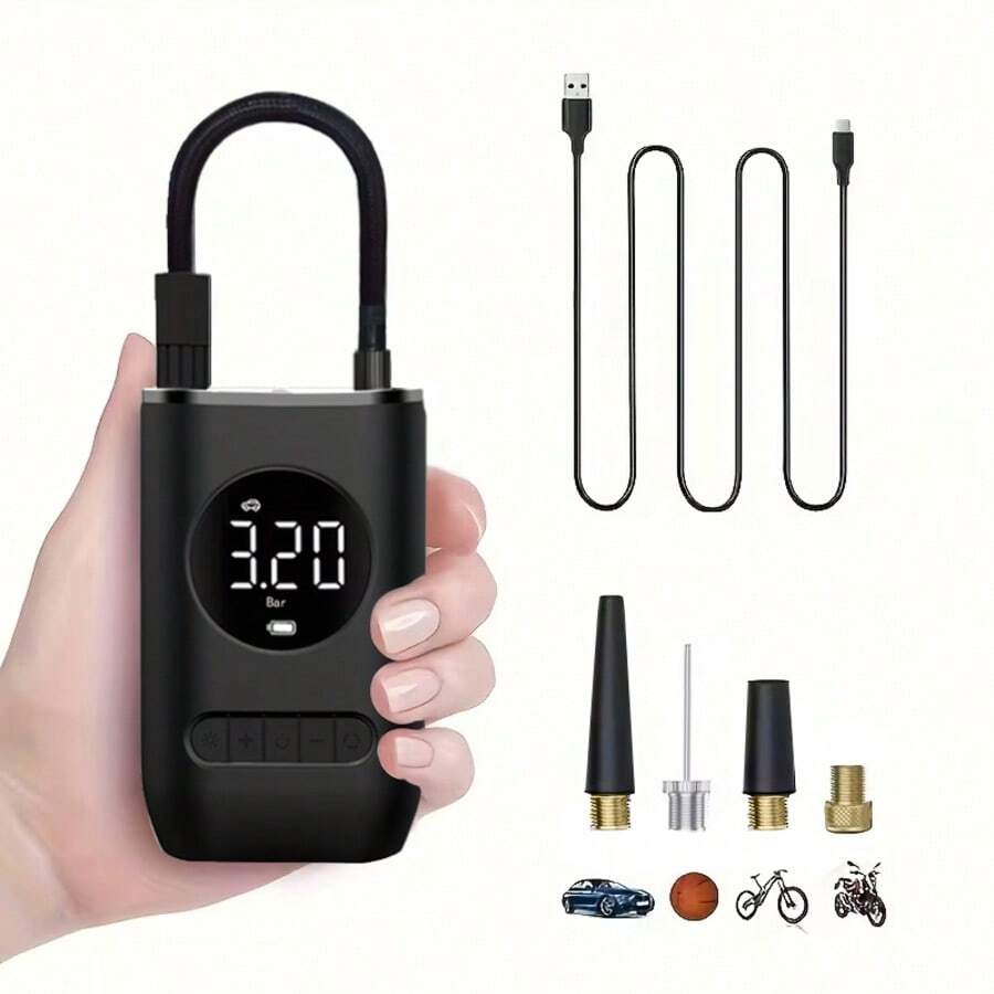 150PSI Cordless Tire Inflator Air Compressor, USB Rechargeable Portable Electric Air Pump With Lithium Battery, Suitable For Car, Bicycle, Sports Equipment - Wireless Handheld