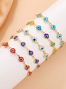 Five-piece set of casual and versatile simple colorful devil's eye bracelets for women and men for daily wear - Multicolor - View 9