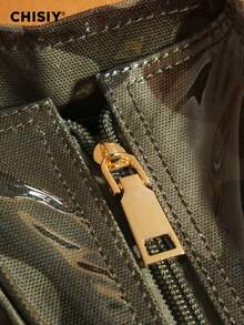 Large Capacity Transparent Camouflage Jelly Bag PVC Waterproof Handbag Shopping Bag Korean Version New Neutral Style Large Bag INS Internet Celebrity Matching Single Item Bag Retro Casual Street Niche Tote Bag Japanese Lazy Style Junior High School Student Class Tote Bag Fitness Yoga Travel Bag Mommy Bag Letter Simple Star Style Pleated Texture Advanced Texture Composite Paper Tote Bag - ngụy trang màu xanh lá cây - Xem 6