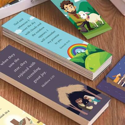 30 piezas de marcapáginas cristianos inspiradores con versículos bíblicos - Marcadores de página coloridos para libros, suministros para la iglesia, marcapáginas de papel con dibujos animados, regalos de marcapáginas con escrituras para amantes de la lectura