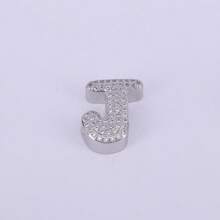  1pc New Silver Color Cubic Zirconia A-Z Initial Alphabet Charm Big Hole Beads,26 Alphabet Letter Pendant Jewelry Accessories - Silver - View 15