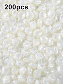 50/100/200Pcs White Acrylic Beach Shell Beads, Shell Pearl Beads For Jewelry Making, DIY Bracelet Neacklace Key Chain Handmade Accessories