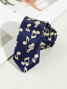 1pc Fashion Men's Casual Versatile Musical Note Print Silky Necktie, Suitable For Party, Travel, Vacation, Outing, Gift - Musical Note - View 14